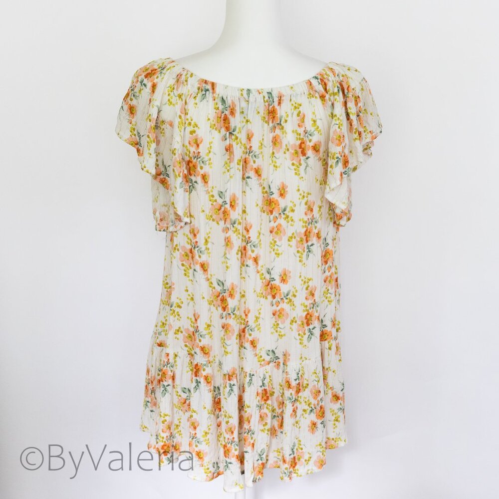 Cupcakes & Cashmere Floral Peasant Off-Shoulder Ruffle Mini Dress Size S Resort - Picture 3 of 9